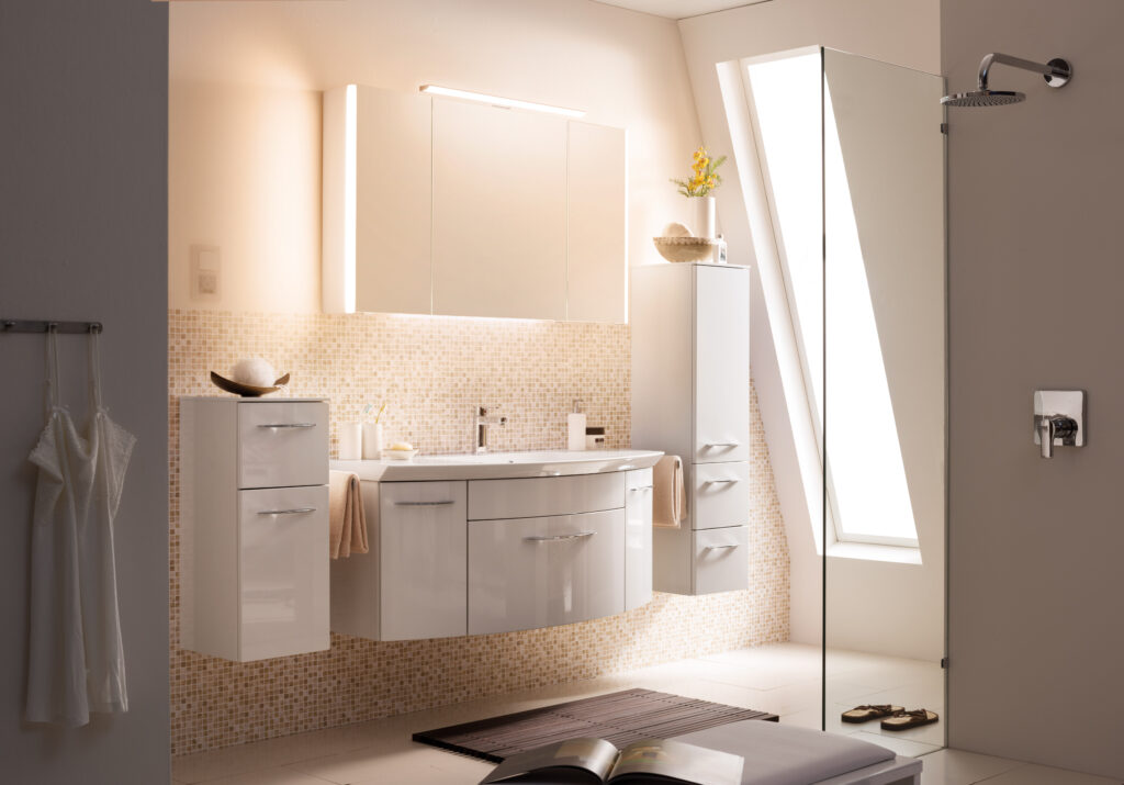 White ensuite bathroom with wet room shower - InHouse Inspired Room Design